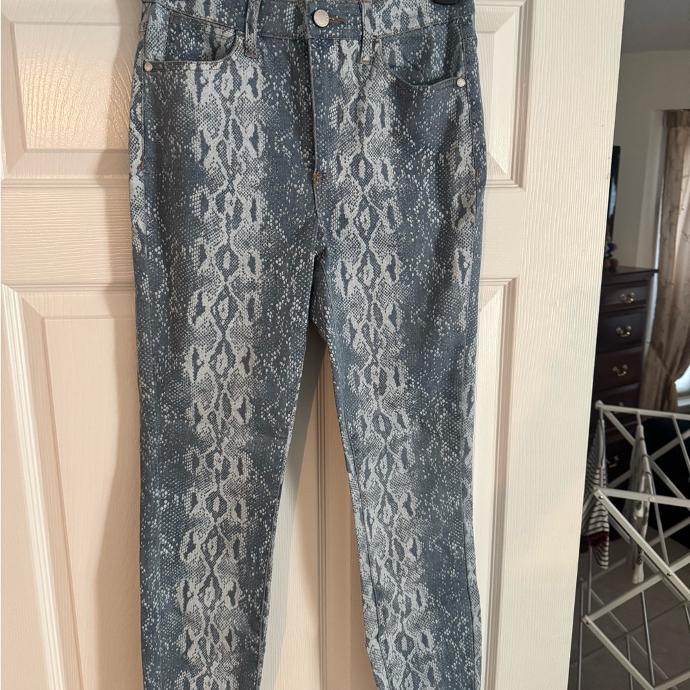 Jennifer Lopez Snake Print High Rise Jeans